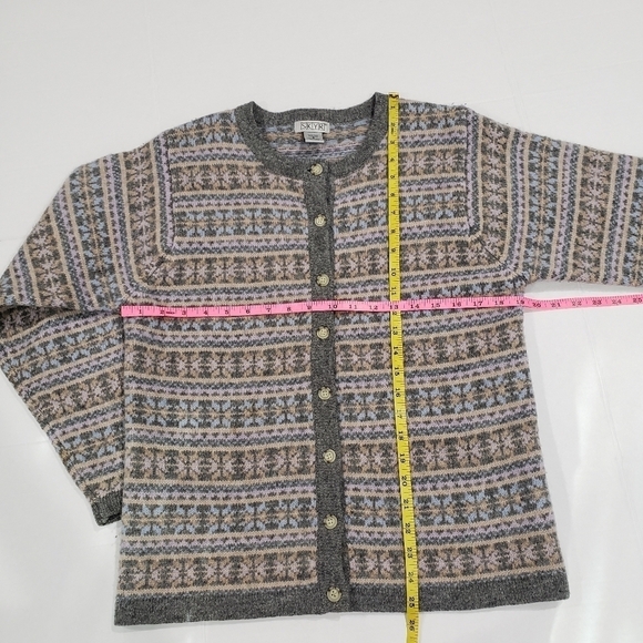 Vintage SKYR 100% Wool Nordic Fair Isle Gray Cardigan Sweater Size Small - Picture 6 of 8